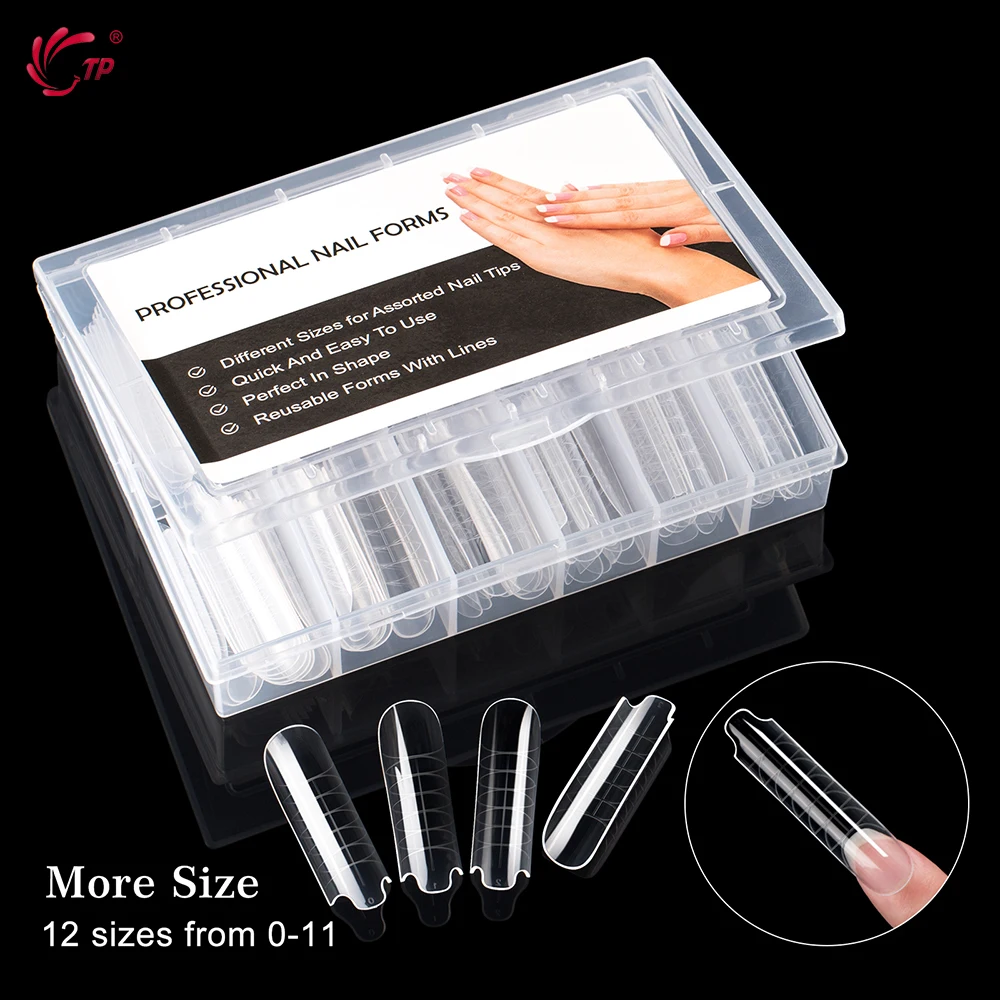 TP 120Pcs Dual Form Nails Full Cover Quick Building Gel Molds Acrylic  False Nail Tips Top Forms Extension Upper Mold Nail Tools