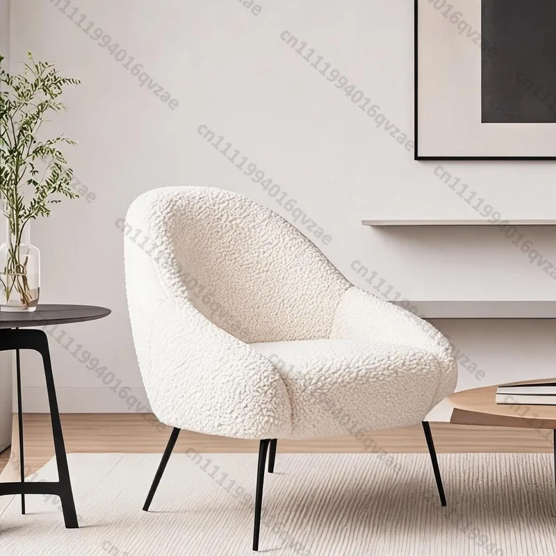 Armchair Imitation Lamb Wool Fabric Decorative Sofa Chair Living Room Chair