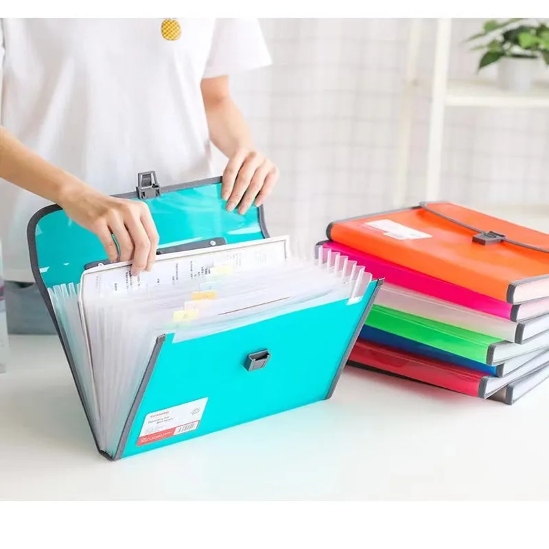 A4 13 Grids Portable File Bag Student Storage Stationery Document Organizer