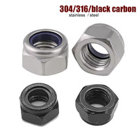 2/50pcs M2 M2.5 M3 M4 to M16 DIN985 304/316 Stainless Black Carbon Steel Hex Nylon Insert Lock Nut Self-locking Nylock Locknut