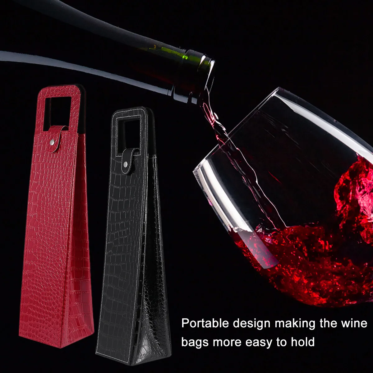 2Pcs Wine Bottle Covers Portable PU Wine Bags Gifts Packaging Pouches Holiday Party Supplies for Home Christmas Dinner