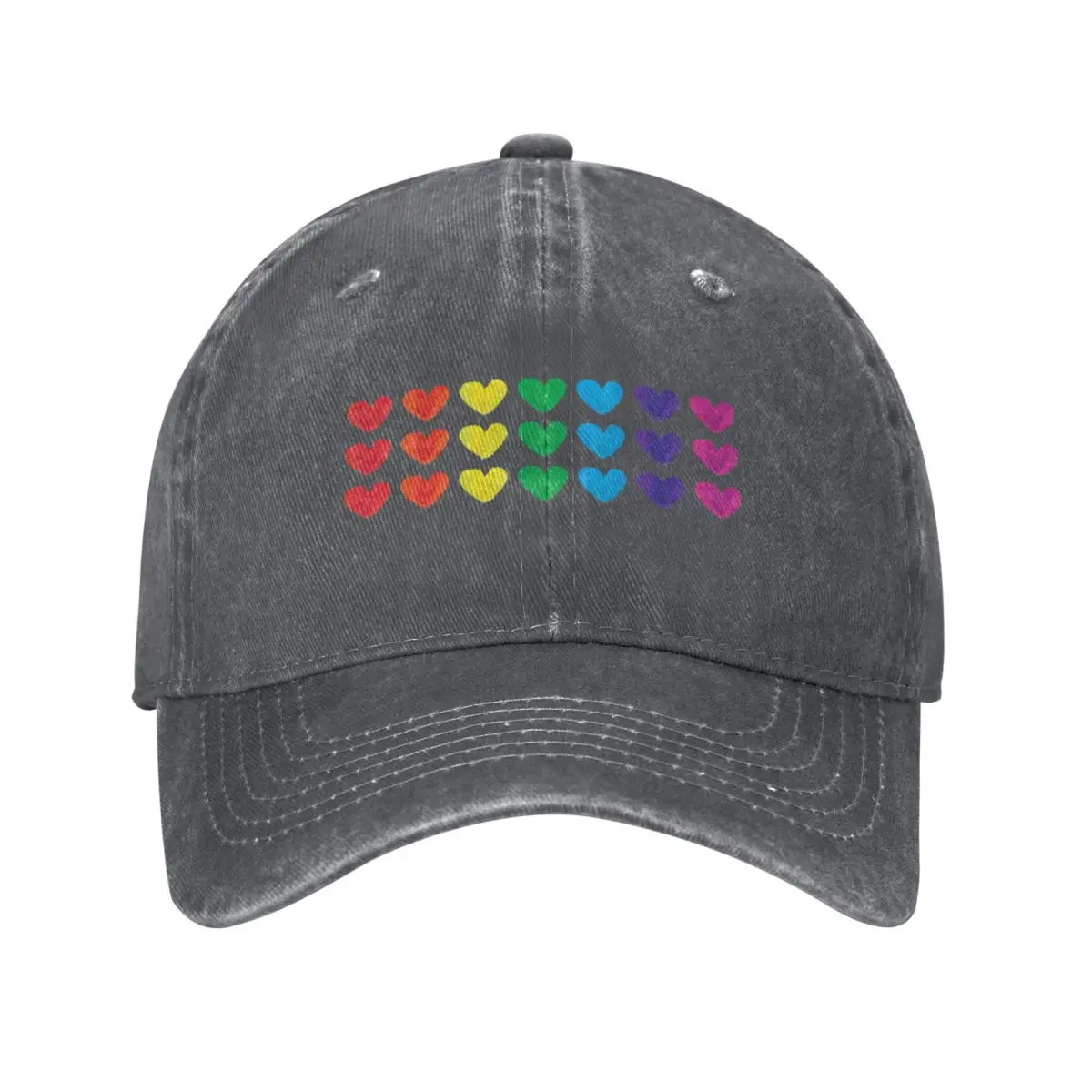 Rainbow Hearts Horizontal Stripes Baseball Cap Hat Baseball Cap Big Size Hat Trucker Cap Bobble Hat Men Women's