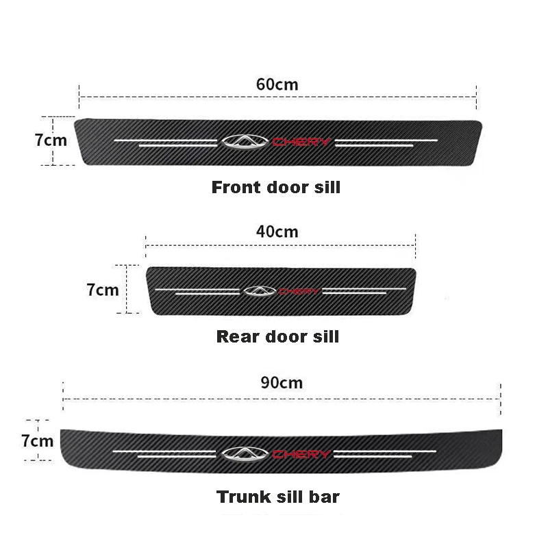 Car Door Threshold Scuff Plate For Chery TIGGO 2 3 4 5 7 Pro 8 3X A1 QQ Arrizo Carbon Fiber Trunk Bumper Stickers Accessories