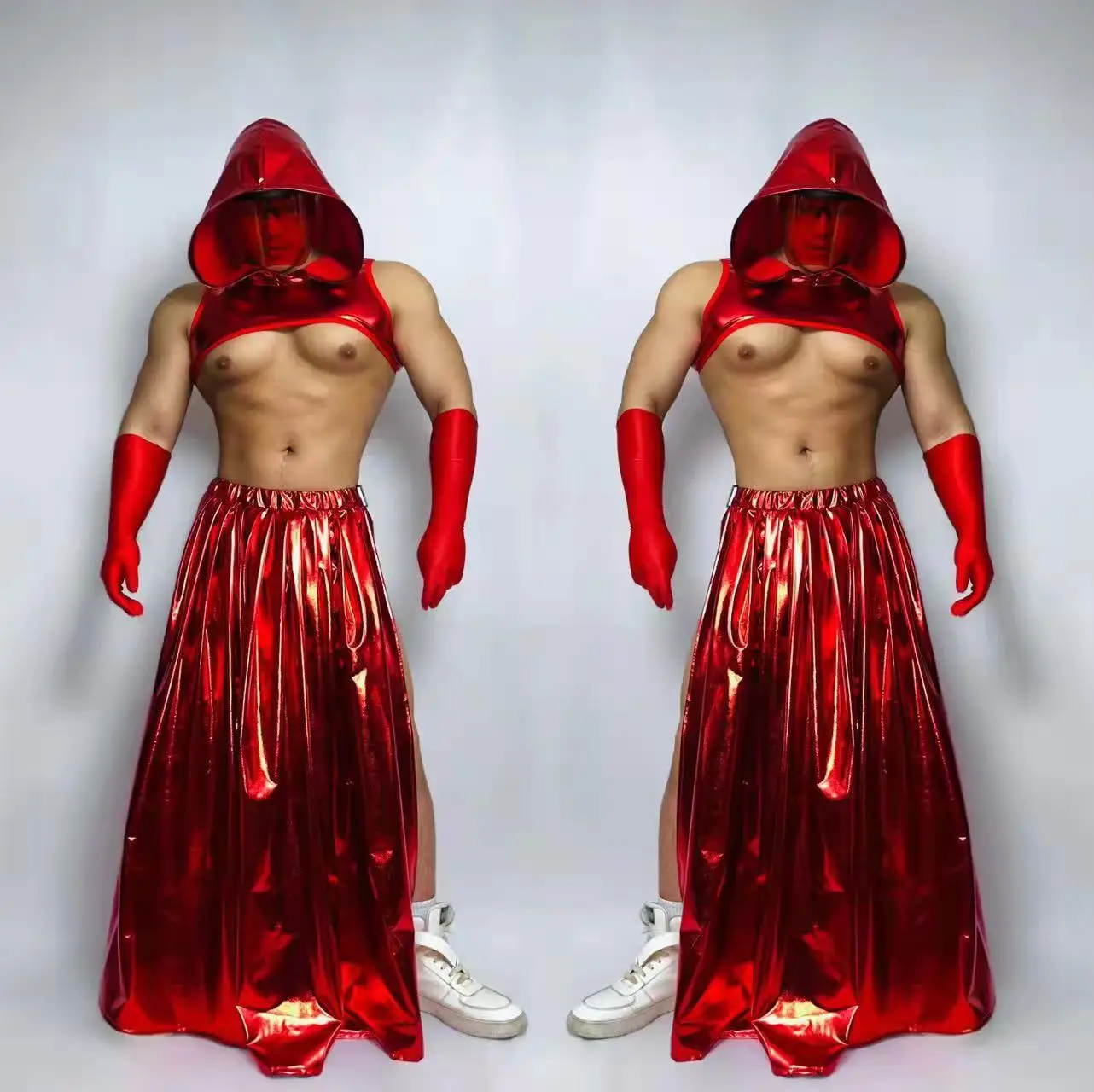 Nachtclub Männliche Sänger Tänzer Bühne Leistung Kleidung Sexy Gogo Dance Kostüm Rot Laser Rave Outfits Party Show Festival Tragen