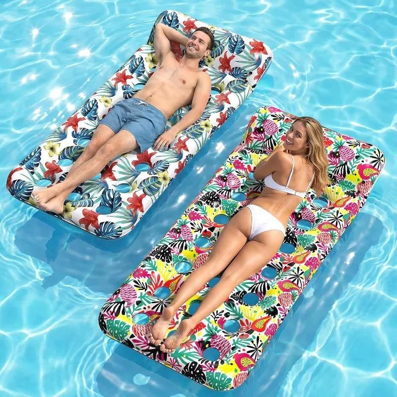 Cross-Border Holey Leaf Flamingo PVC Inflatable Floating Bed for Summer Pool Entertainment