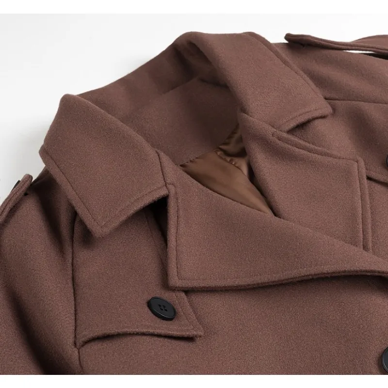 YYAHAHAS Europäische und Amerikanische Mode Jacke frauen Casual Lose Doppel Taste Revers Stil Woolen Mantel Weibliche Kleidung