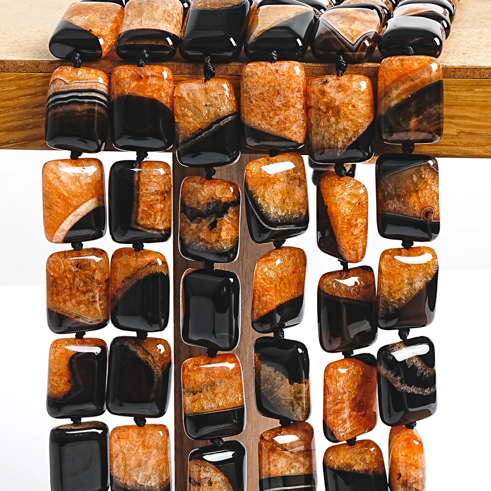 Orange Agate Cubic Beads 20x15mm Handcrafted Square Gemstone Beads Premium Loose Agate Cube Beads for Bracelets Necklaces
