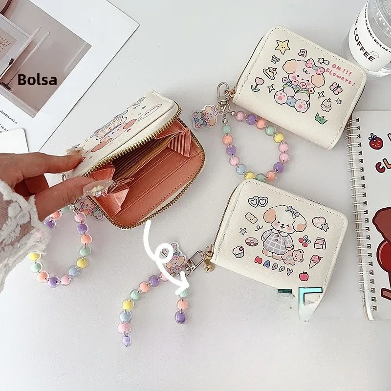 porta-moedas-e-cartoes-feminino-de-couro-pu-com-desenho-animado-fofo-acessorio-de-bolsa-portatil-e-moderno-com-design-integr