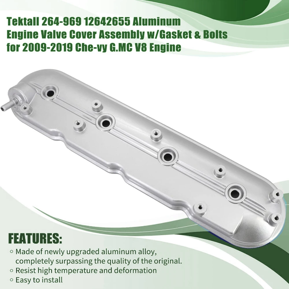 Driver Side Valve Cover with Gasket for Chevy Silverado Tahoe GMC Sierra Yukon 4.8L 5.3L 6.0L 6.2L Replace 12642655 264-969