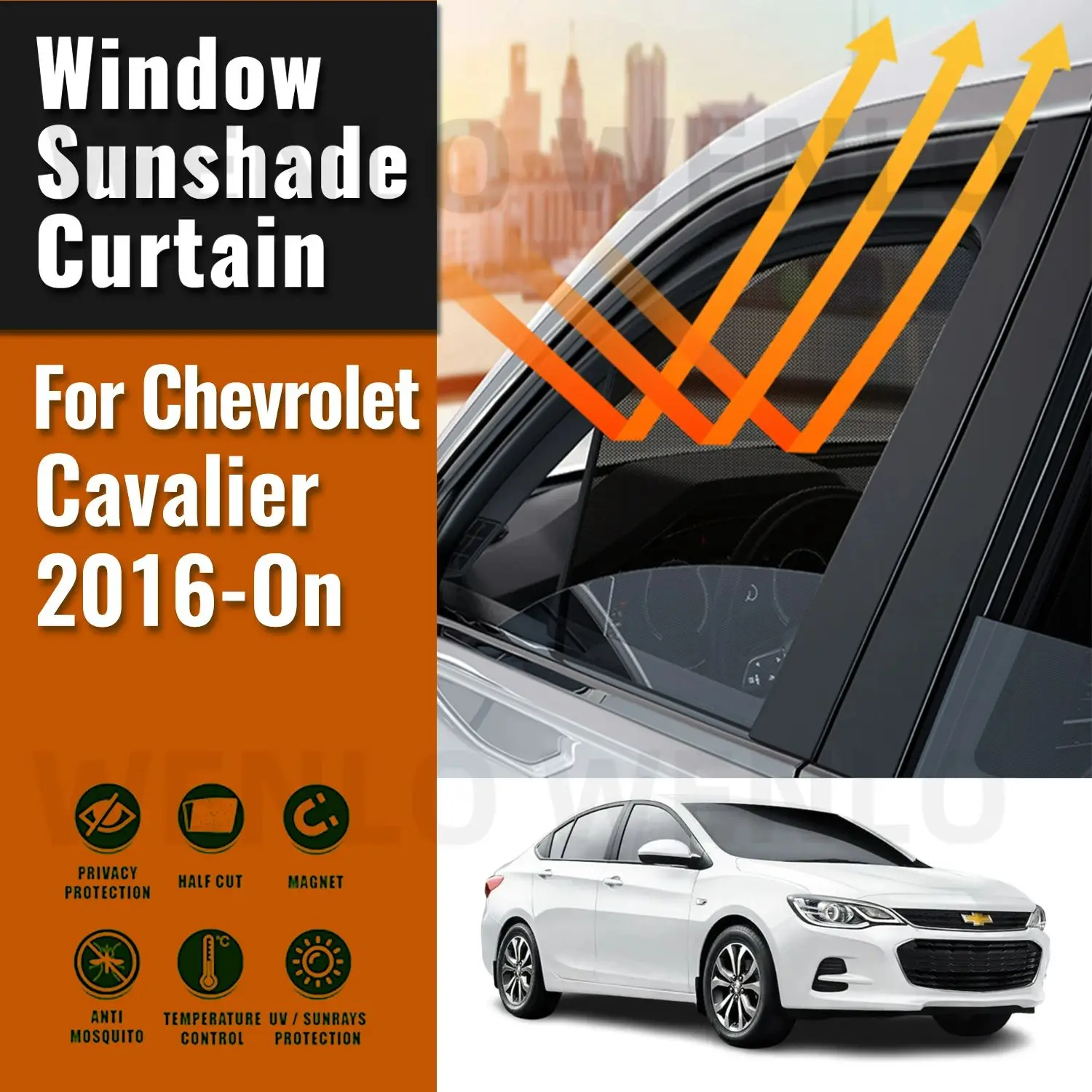 

For Chevrolet Cavalier 2023 2022 2021-2016 Car Sunshade Shield Front Windshield Curtain Rear Side Baby Window Sun Shade Visor