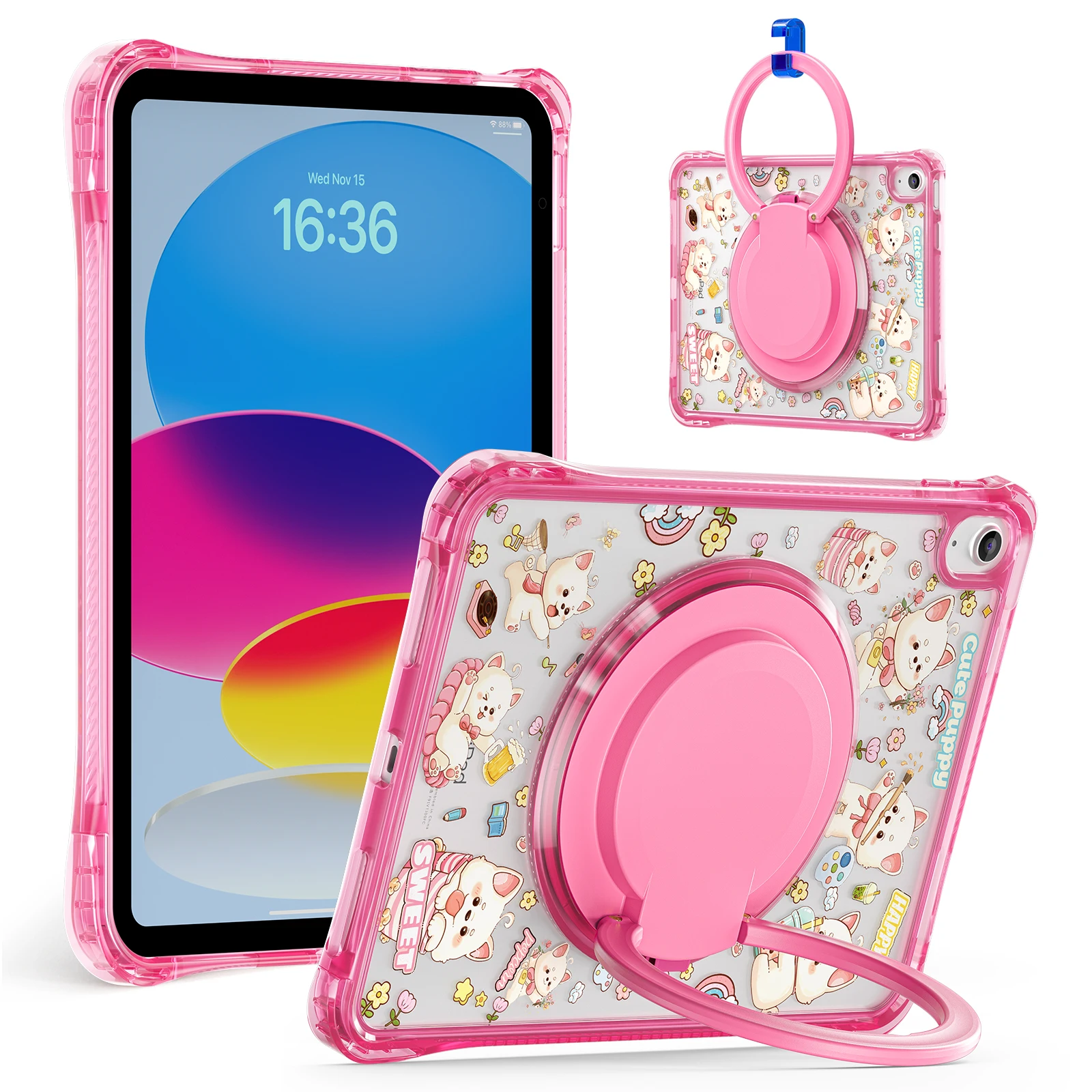 

Прозрачный противоударный чехол для iPad 11, 2025, 10-го поколения 2022 года с мультяшным дизайном и подставкой для рук