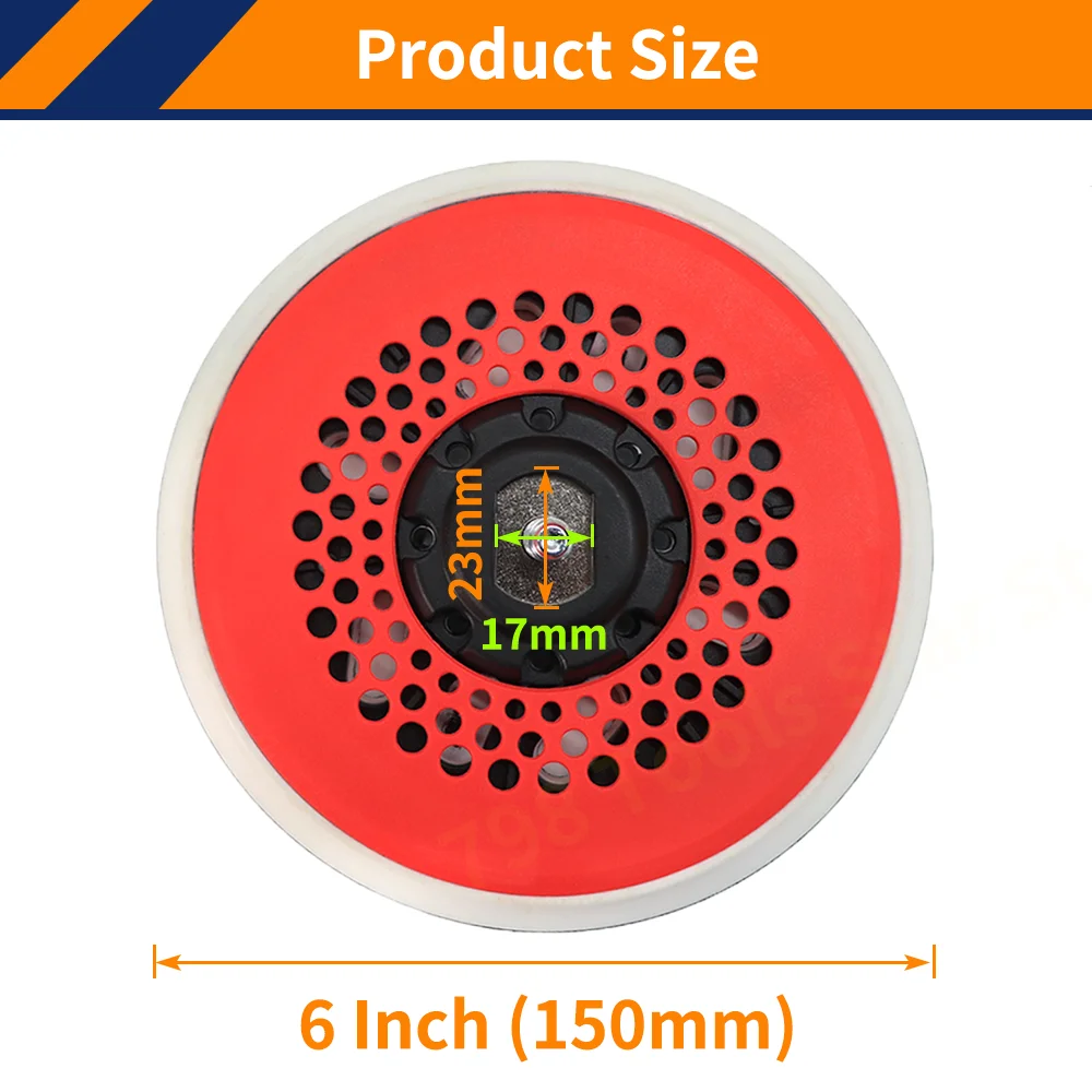 6 Inch Hook & Loop Sanding Pad for FLEX Orbital Sander,150mm Dust Free Backing Plate with M8 Thread for Car Sanding & Polishing