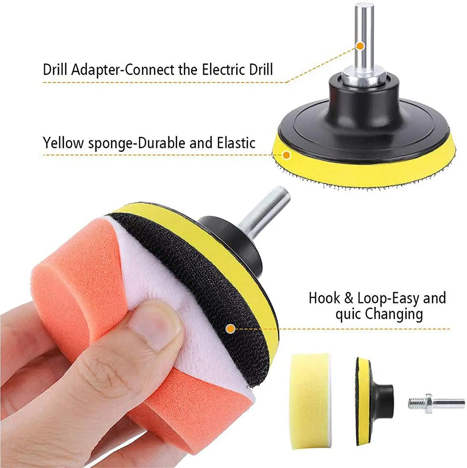 14 Pcs Car Sponge Polishing Kit Foam Buffing Pads Sponge Ball Use For Automotive Wheels Hub Drill Polishing Wheel