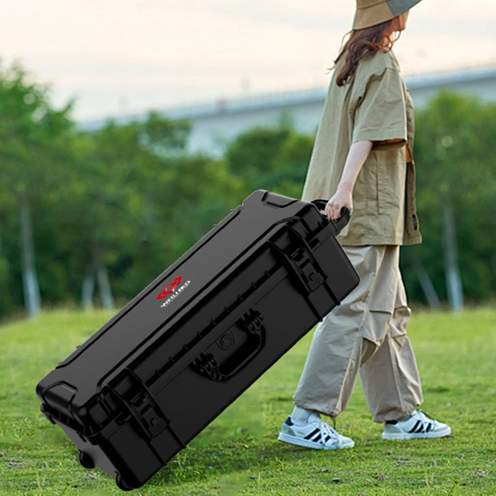 Durable Safety Protection Suitcase Lnstrument Rod Box Trolley Case 2-Wheel Sealed Storage Take Care Toolbox Outdoor Travel Tools