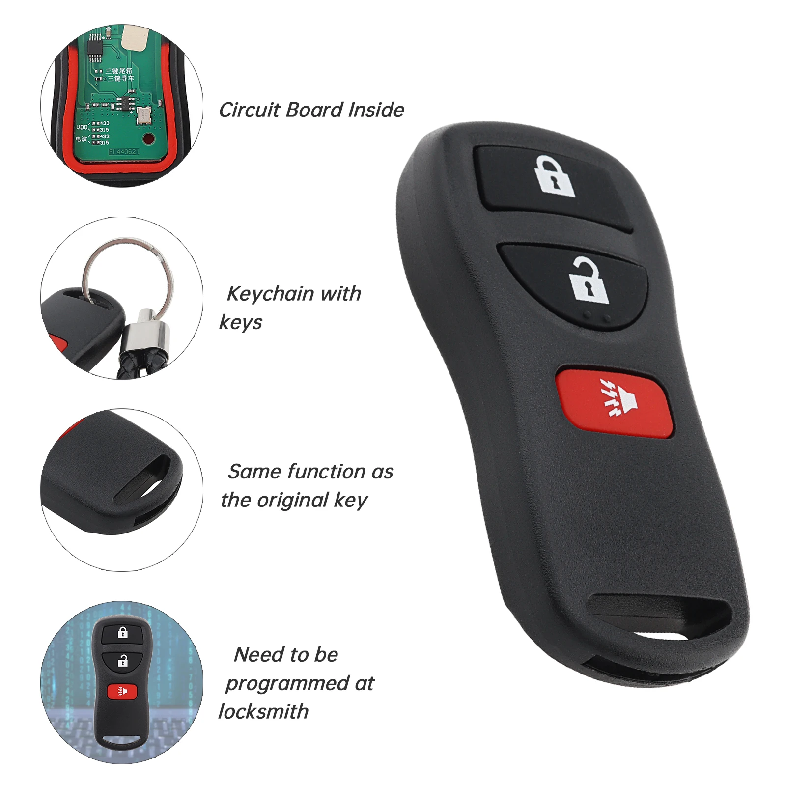 3 أزرار سيارة مفتاح بعيد فوب قذيفة صالح لنيسان مورانو إنفينيتي FX35 FX45 QX4 باثفندر KBRASTU15 315MHz مفتاح قذيفة غطاء #2