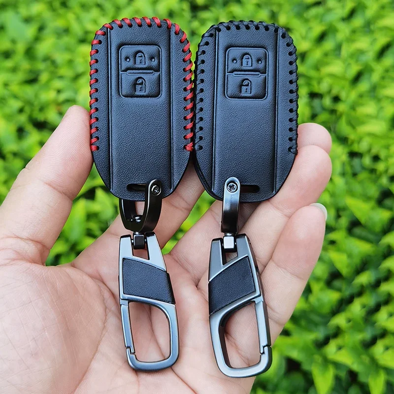 2 Buttons Leather Remote Car Keychain Accessories Key Cover Case For Suzuki Swift Ignis Jimney XL7 Ertiga 2020 2021 2022 2023