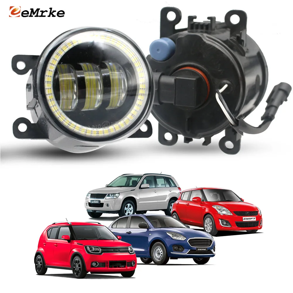 

Светодиодные противотуманные фары с кольцевой подсветкой и функцией DRL (ангельские глазки) для Suzuki Swift, DZire, Ciaz, Ertiga ZE, Grand Vitara II, Baleno, Ignis, Equator, Splash