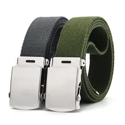 Ceinture en toile unisexe confortable, ceinture de sport en coton, alliage argenté, document solide, extérieur, décontracté, 2.5cm