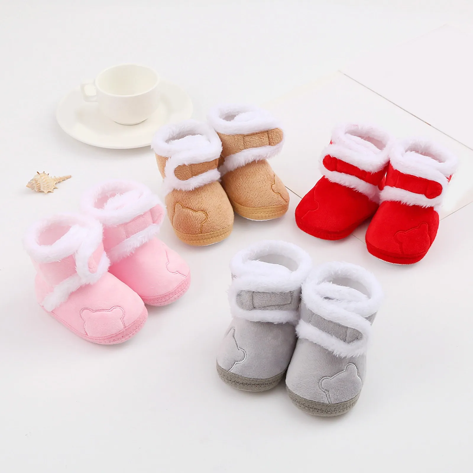 Winter Newborn Baby Boots Baby Girl Boys Winter Thickened Warm Shoes Solid Lovely Fashion Toddler First Walkers Kid Shoes 0-18M