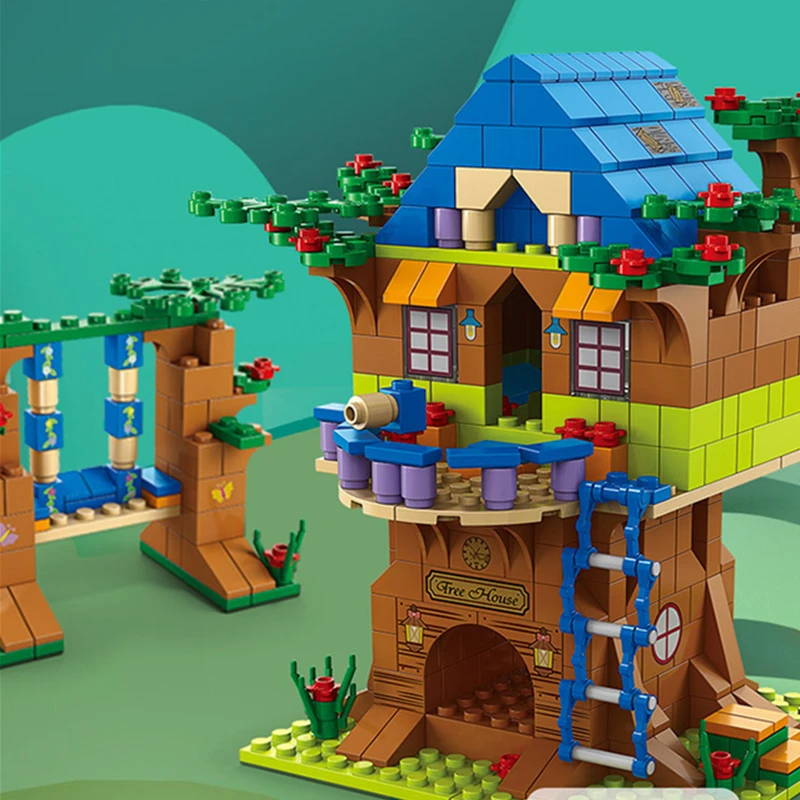6w1 NOWY Domek na drzewie Domek na drzewie Dziewczęcy pokój zamkowy Wsuwka wspinaczkowa Klasyczny model Zestawy klocków Zabawki Miasto