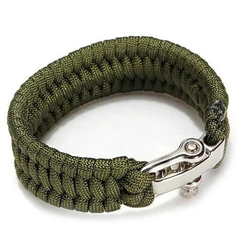 Plecione bransoletki Paracord dla mężczyzn kobiety Outdoor Camping lina spadochronowa zapięcie bransoletka typu Survival wielofunkcyjny regulowany