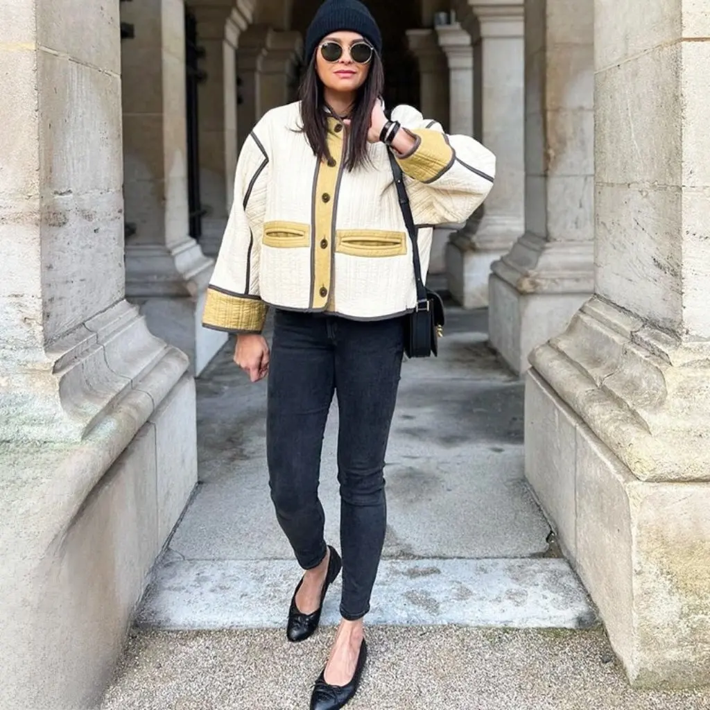 

Women's Cotton Coat Contrast Color Fashion Outerwear Autumn Winter New Arrivals HY056 by