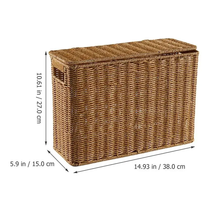 Woven Sundries Storage Magazine Storage Box Portable Laundry Magazine Storage Box Magazine Toys Container Bins With Lid Handle