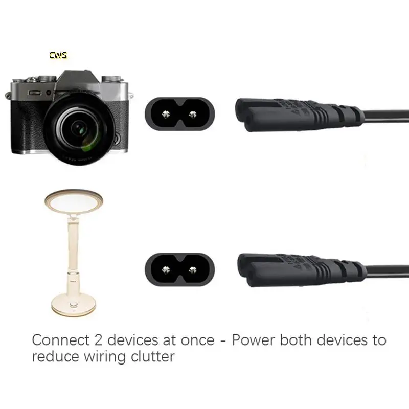 

3X IEC320 C8 To 2X C7 Y Split AC Power Cord, IEC Figure 8 Male To 2 Female 1 In 2 Out AC Power Cable