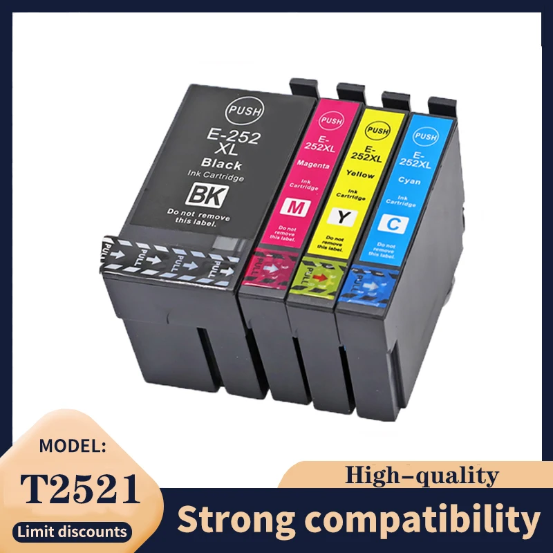 For Epson 252xl 252 Compatible Ink Cartridge T2521 T252 T2521XL for Epson WF-3620 WF-3640 WF-7610 WF-7620 WF-5190