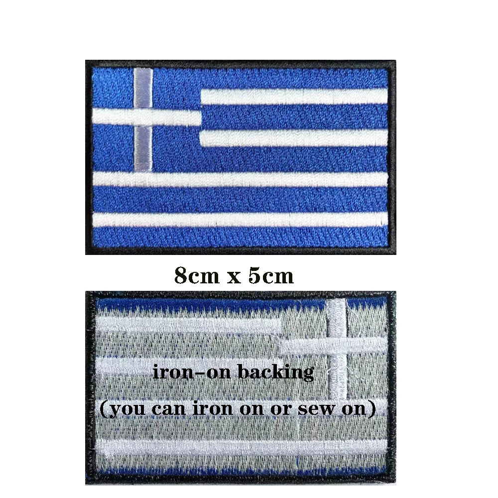 1PC Greek Flag Greece Armband Embroidered Patch Hook & Loop Or Iron On Embroidery  Badge Cloth Military Moral Stripe