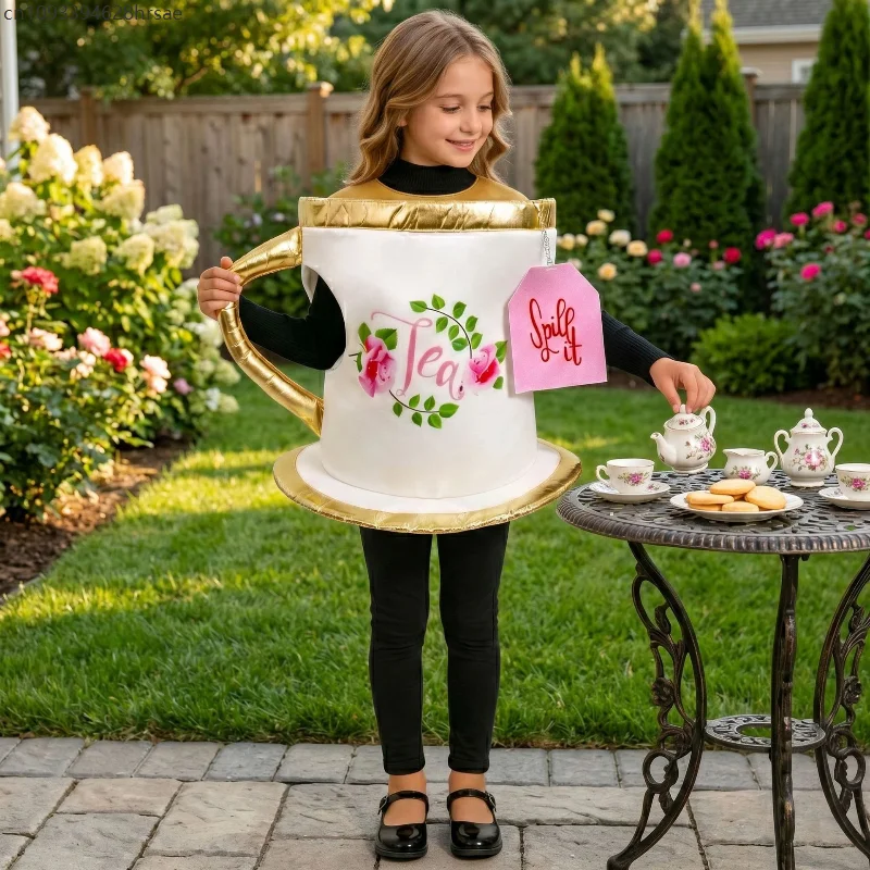 

Teacup Cosplay Enfant Costumes Unisex Reading Week Food-Themed Funny Outfits Holiday Tea Party Stage Performance Suit