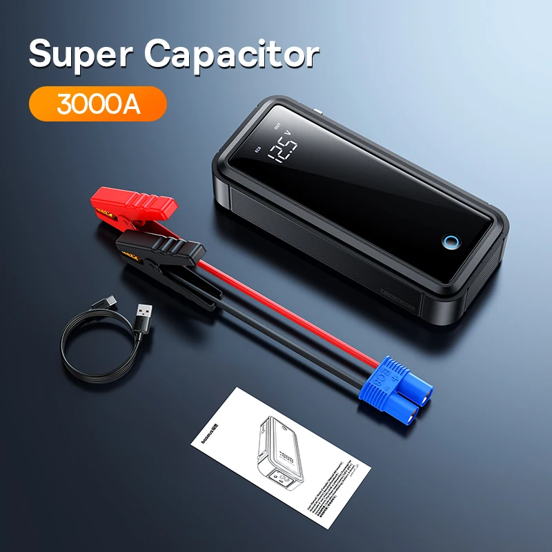 Baseus Super Capacitor Mega 3000A Starthulp 12V Auto Noodstart Accu Startapparaat voor Benzine Diesel