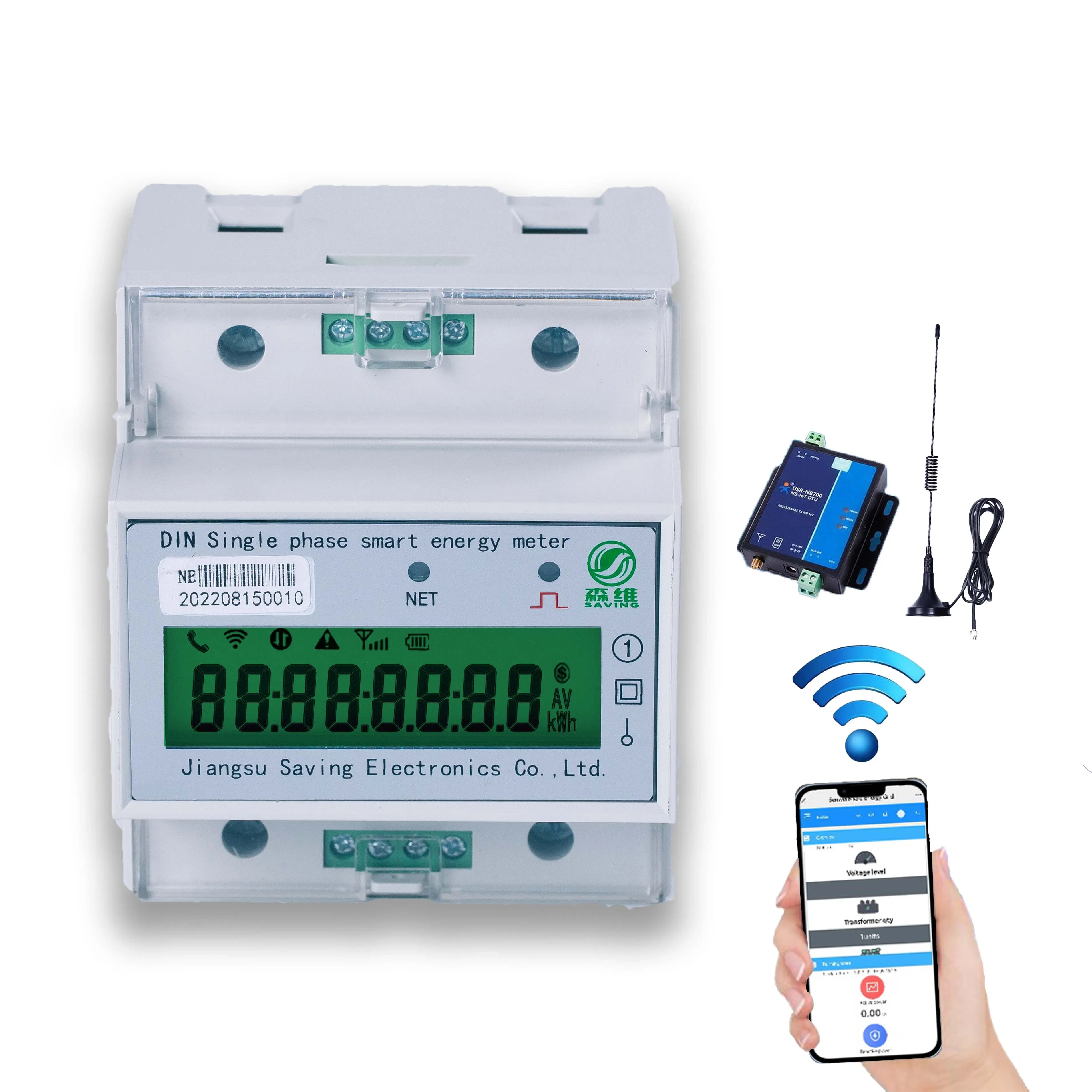 

Single Phase Din Rail Multifunctional Energy Meter Wifi Electric Meter With Iot Based Energy Management System