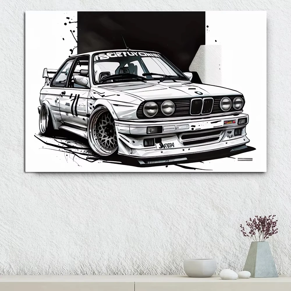 Large Size Retro Sports Car Poster Classic Luxury Racing Graffiti Canvas Painting Supercar Watercolor Wall Art Room Home Decor