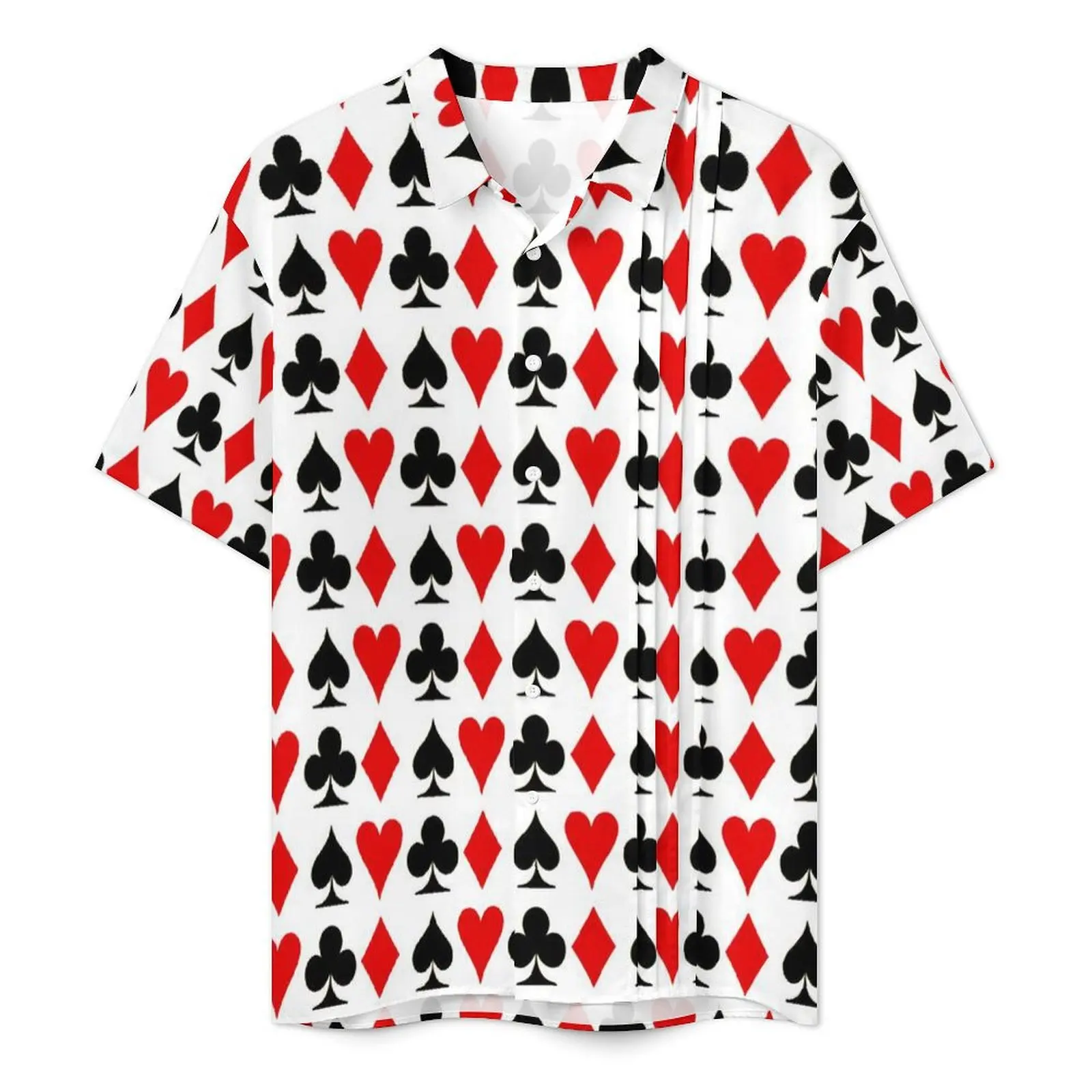 Summer Shirt Vacation Playing Cards Suit Blouses Club And Heart Elegant Casual Shirts Man Short Sleeve Streetwear Oversized Tops