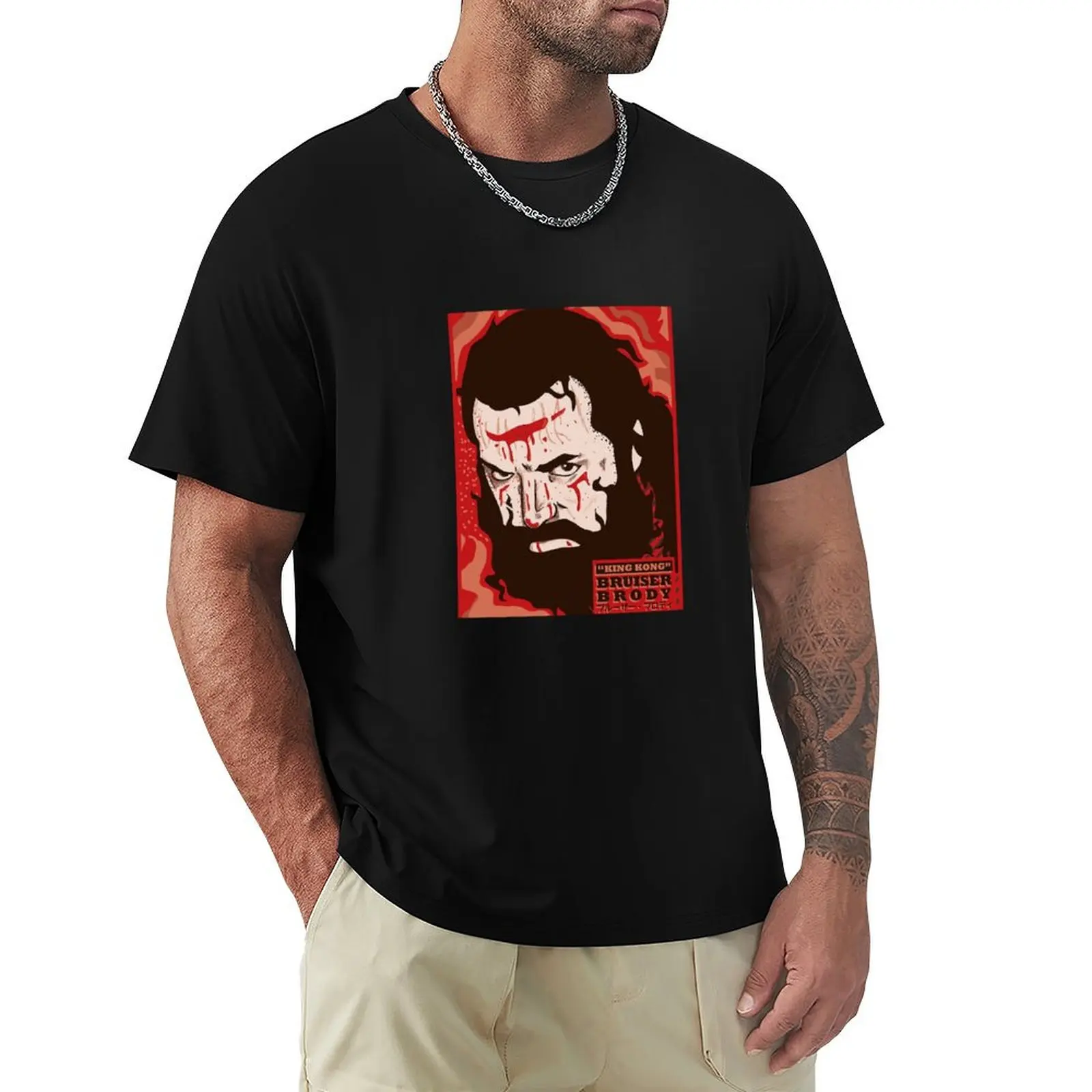BRUISER BRODY art print design wrestling hardcore icon legend T-Shirt man t shirt summer T-Shirt