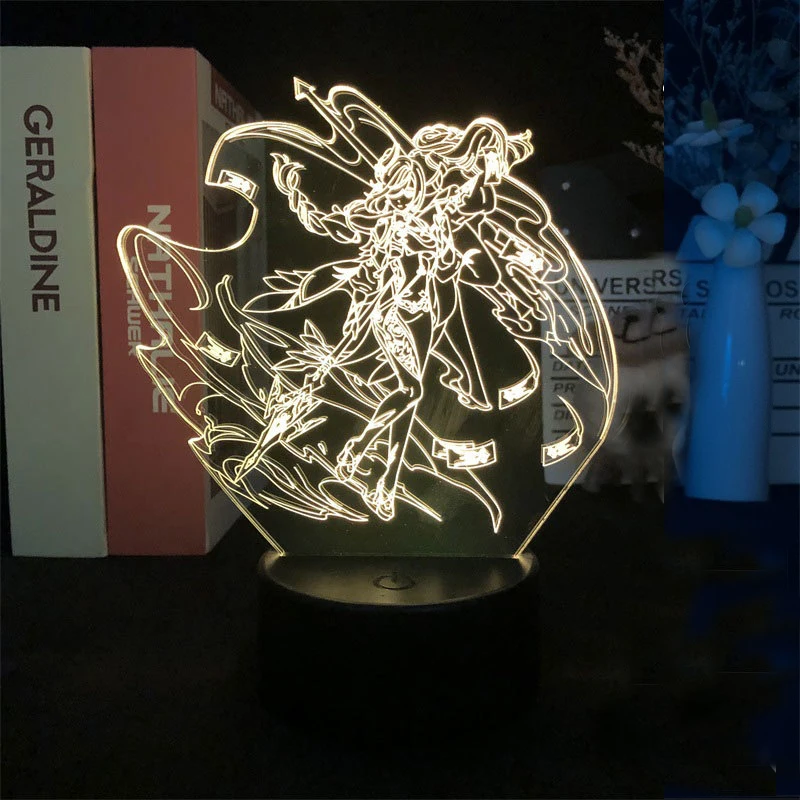 Genshin impact Shen He 3d led lamp for bedroom manga night lights anime action figure Decoration children Kawaii gift