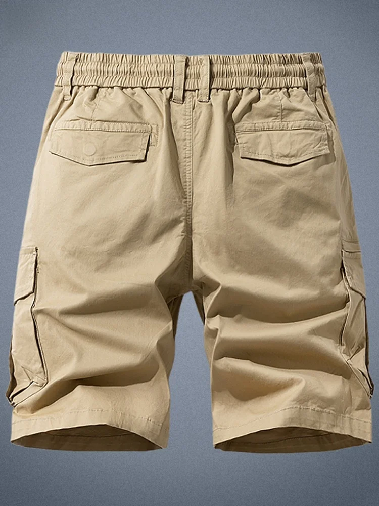 Men's Summer Workwear ort Pants Cotton Elastic Thin Five-Point Casual Straight Leg Pants Breathable Comfortable Lightweight