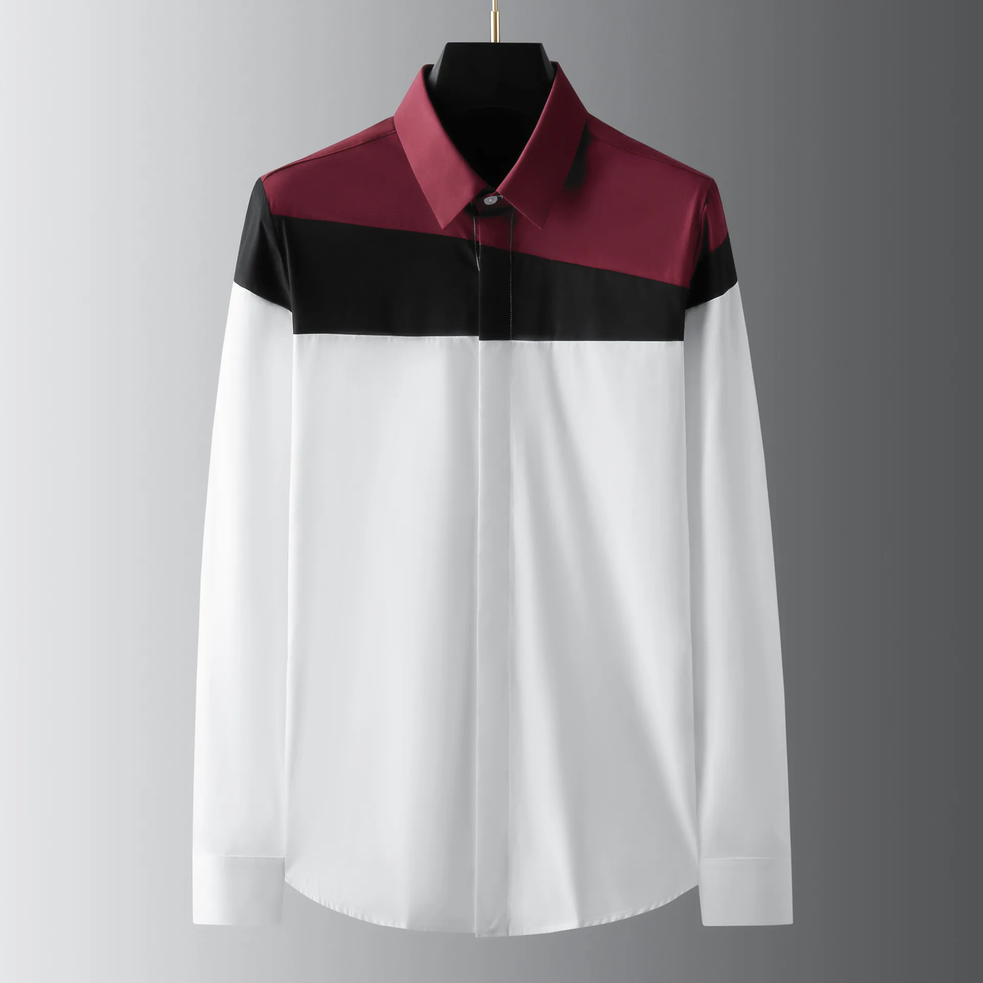 British Style Splicing Shirt Men Cotton Long Sleeve Casual Business Dress Shirts Fashion Slim Banquet Party Streetwear Shirts