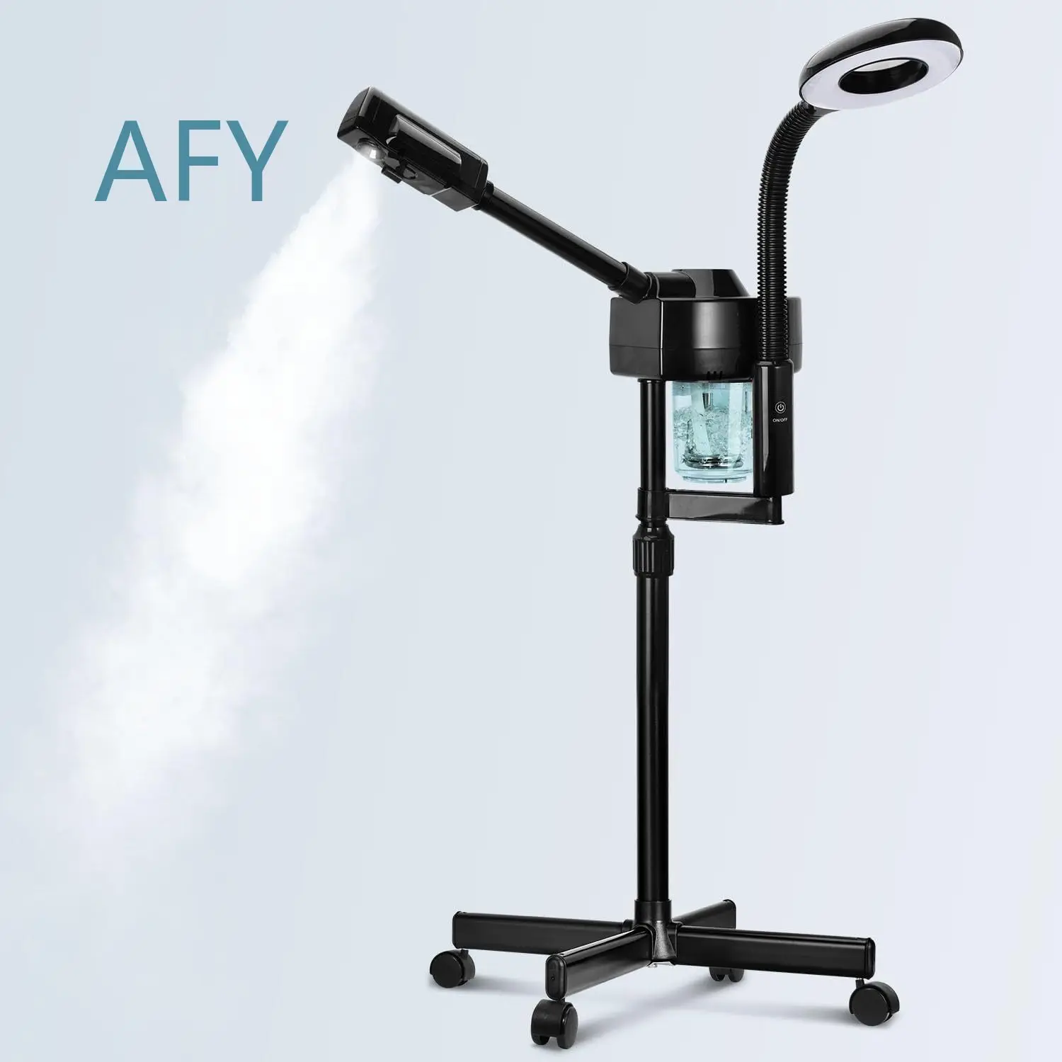 2 in 1 Black Facial Steamer with Magnifying Mirror and Nano Mist for Skin Hydration and Beauty Salon Use for All Skin Types