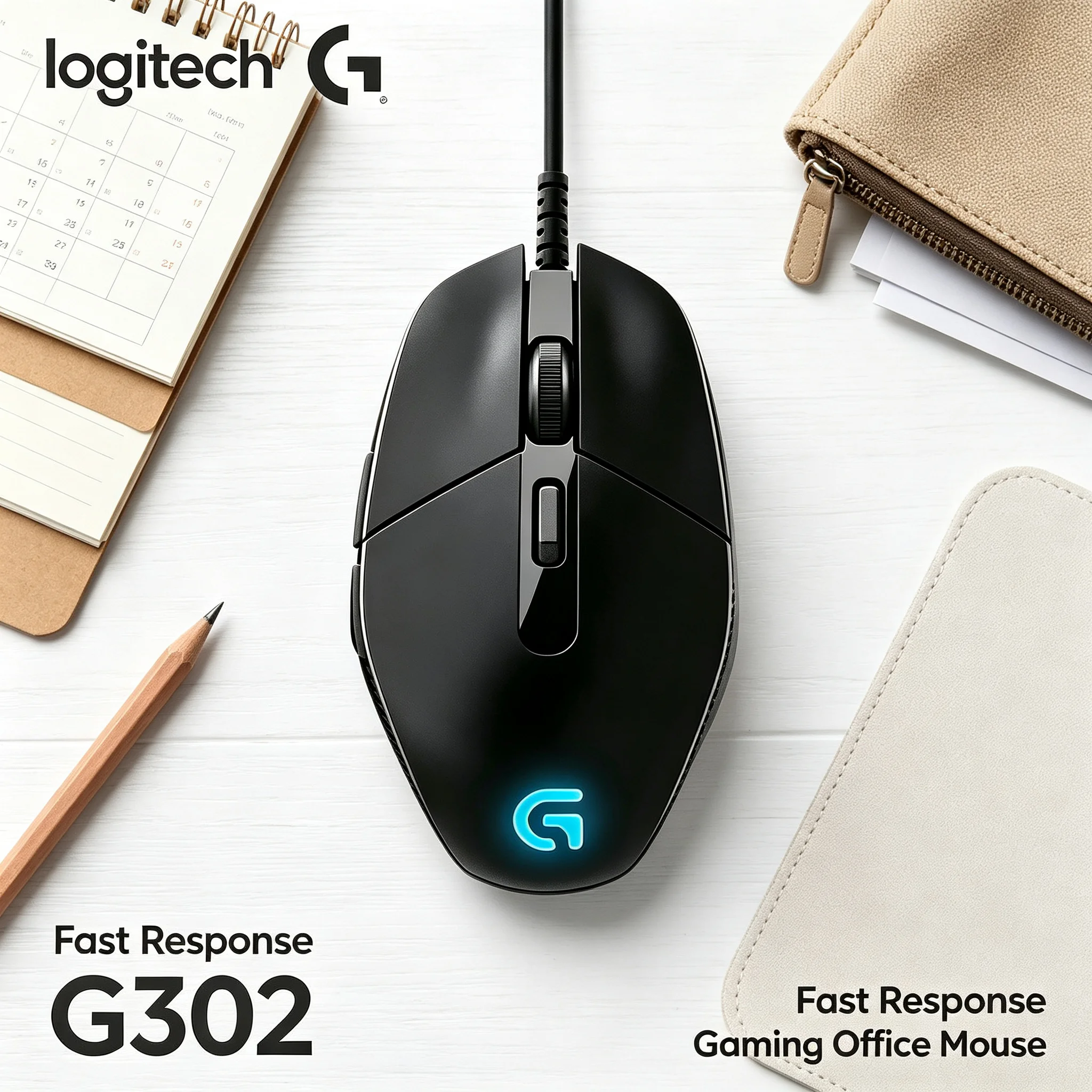 Logitech G302 Wired Gaming Mouse Dynamic RGB Logo Lighting Effect Programmable Side Buttons for Fortnite League of Legends Apex