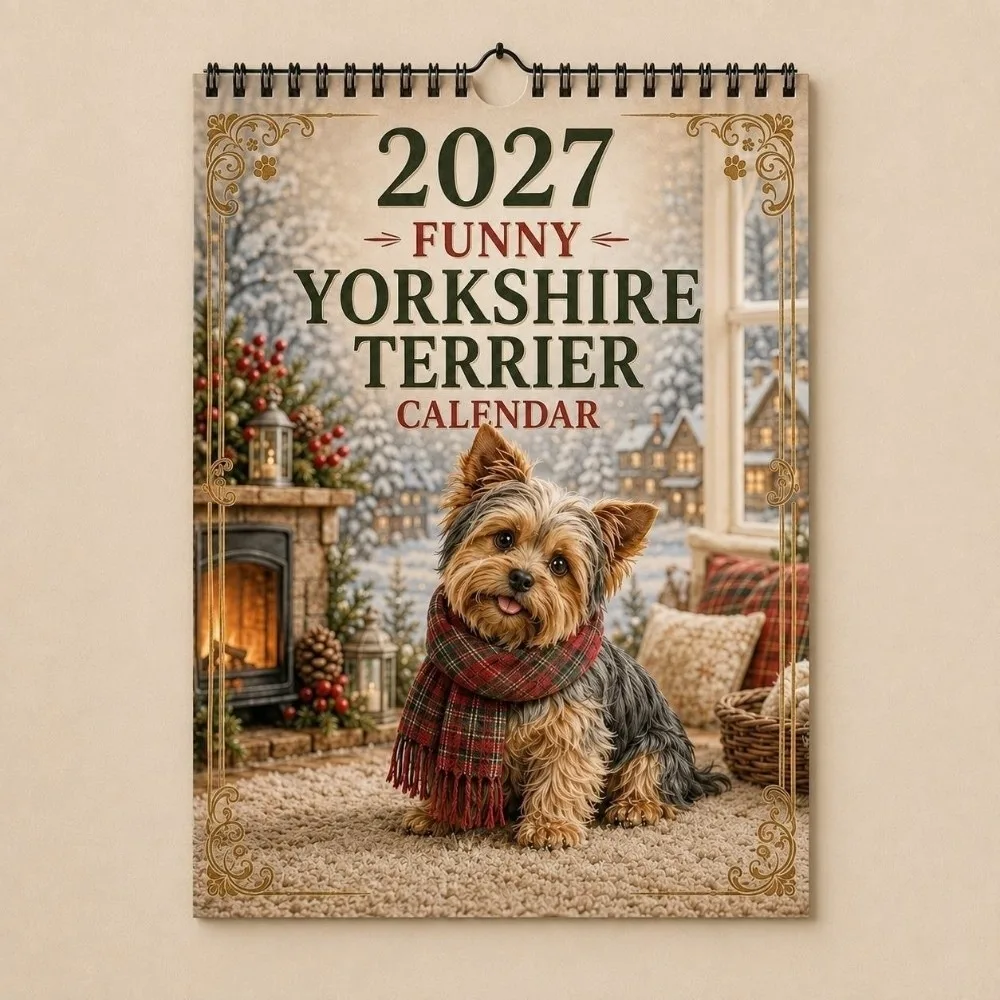 Vivid Spiral Bound Dog Calendar Dog Theme Funny Print Wall Calendar Hanging Hole 12 Month Monthly Calendar For Pet Lover Gift