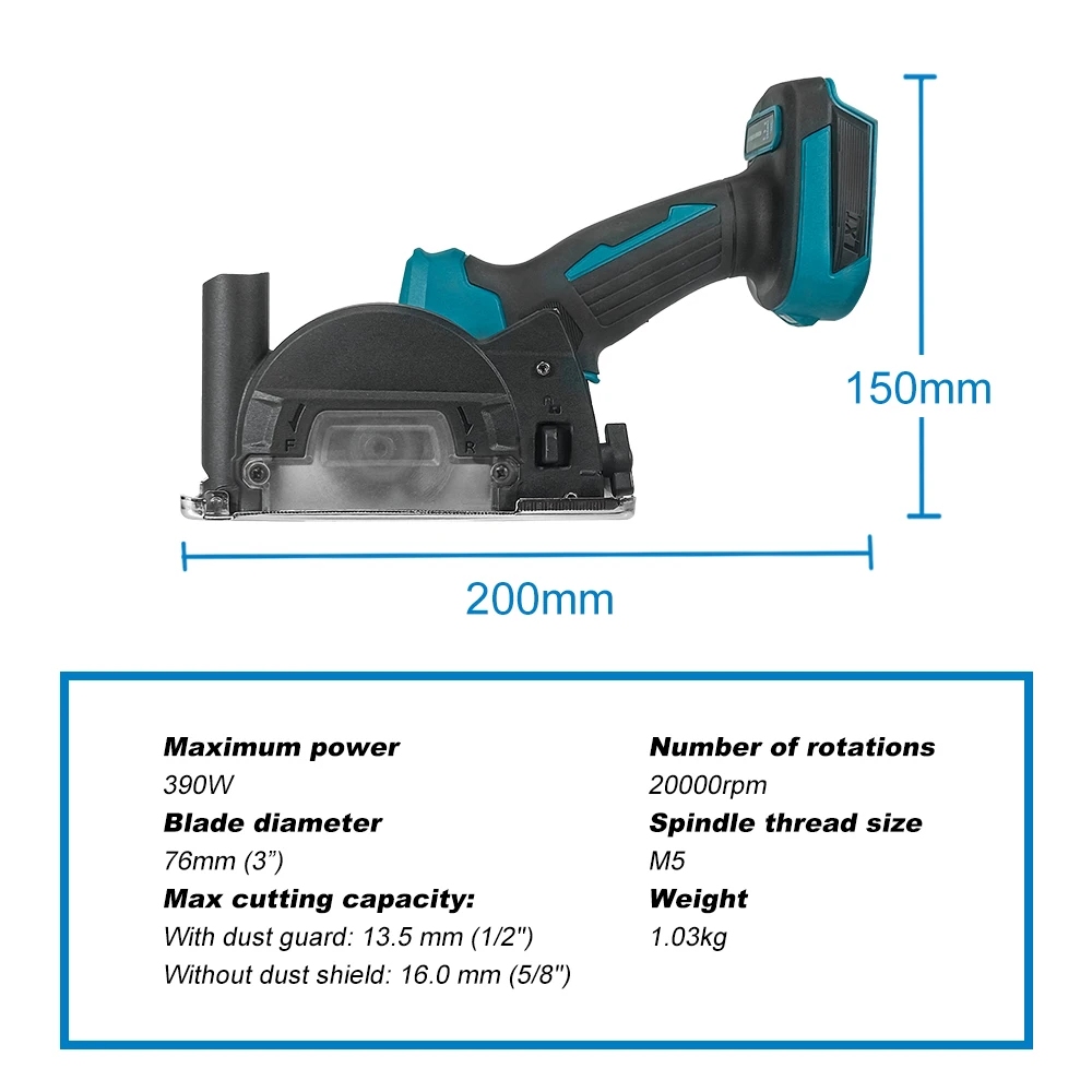 Kamolee 3 inch Brushless Electric Circular Saw Multifunctional Cutting for Home DIY Compatible Makita 18V Battery