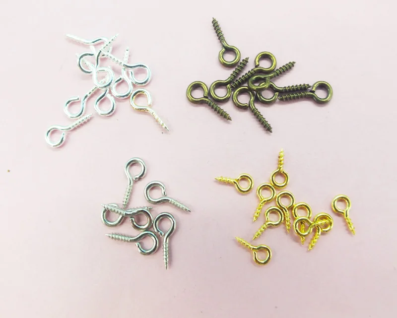 

1000pcs Small Tiny Mini Eye Pins Eyepins Hooks Eyelets Screw Threaded Gold Silver Clasps Hooks Jewelry Findings For Making DIY