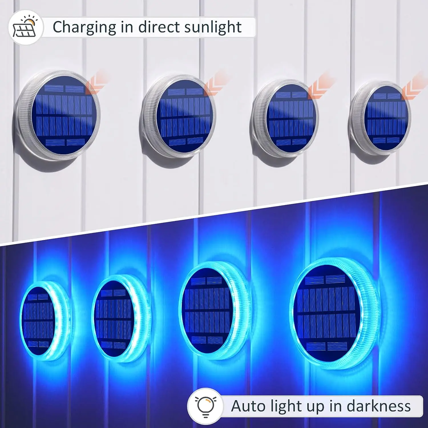 Luces solares para cubierta, luz de entrada alimentada por energía Solar, muelle LED para exteriores, impermeable IP68 para escalón, acera,