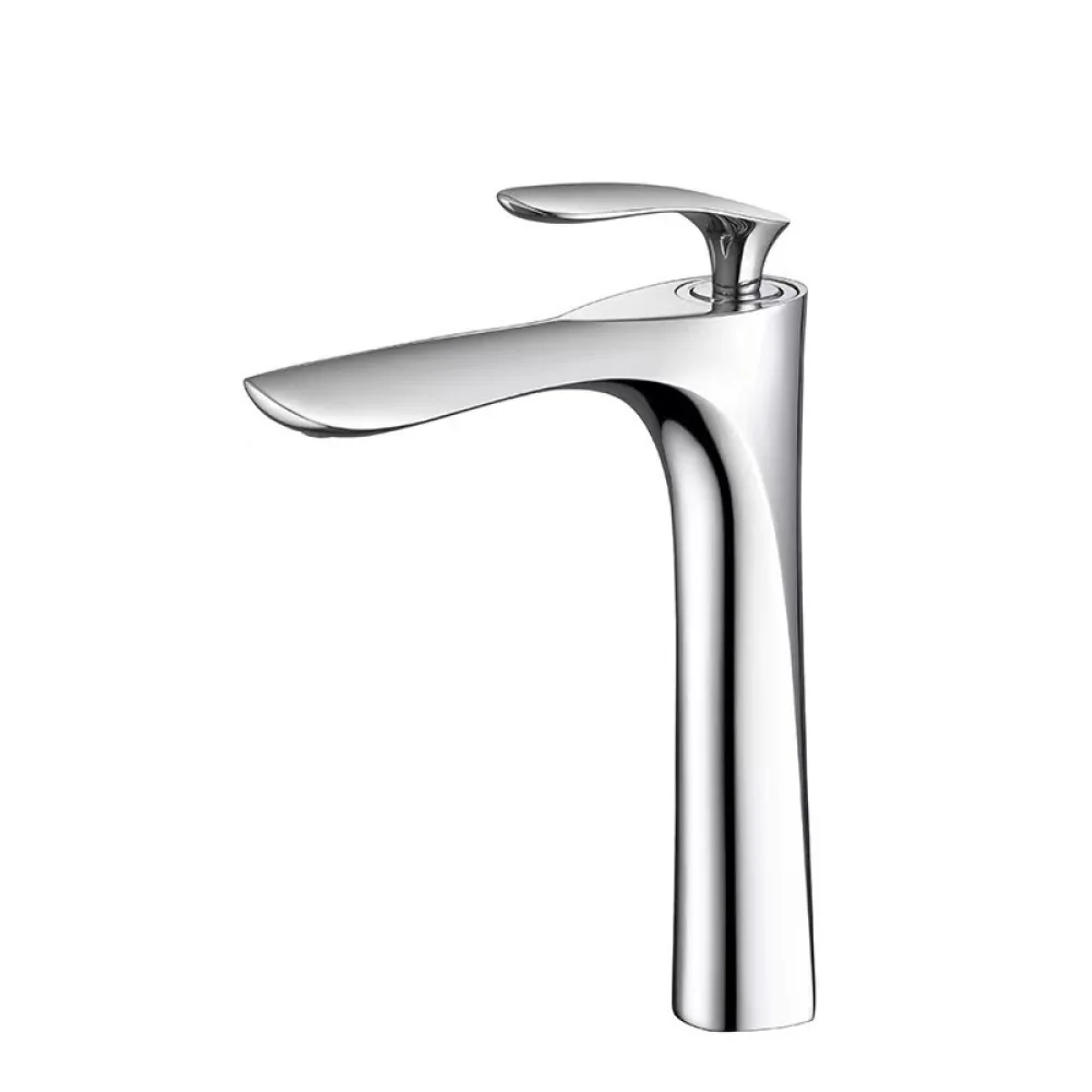 Durable Copper Bathroom Basin Faucet Tall Maple Design Hot Cold Mixer Tap Single Hole Wash Sink Tap For Daily Hygiene Use