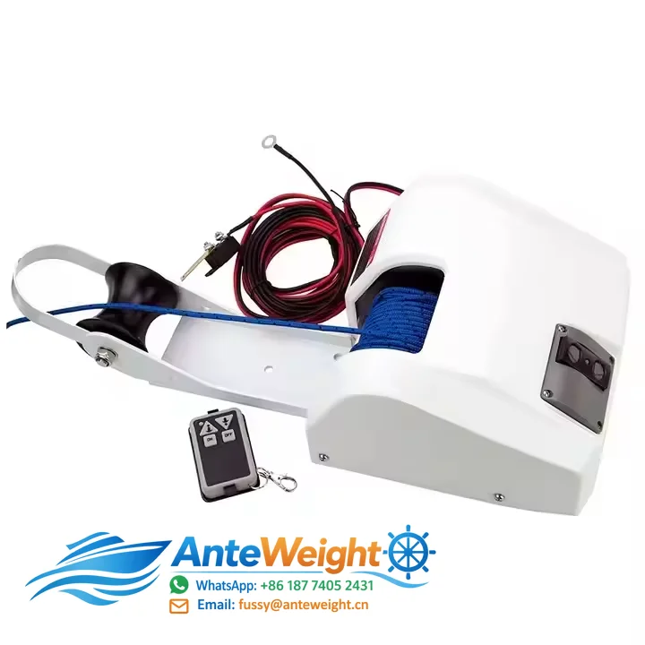 Powerful Electric Anchor Windlass With Wear Resistant Blue Rope for Harsh Maritime Conditions Electric Anchor Windlass