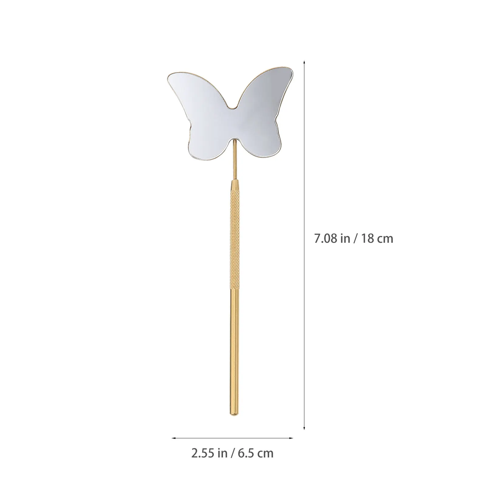 Stainless Steel Eyelash Mirror Butterfly Shape Non-Slip Handle Removable Design Lash Extension Tool Salon Eyelash Check Mirror