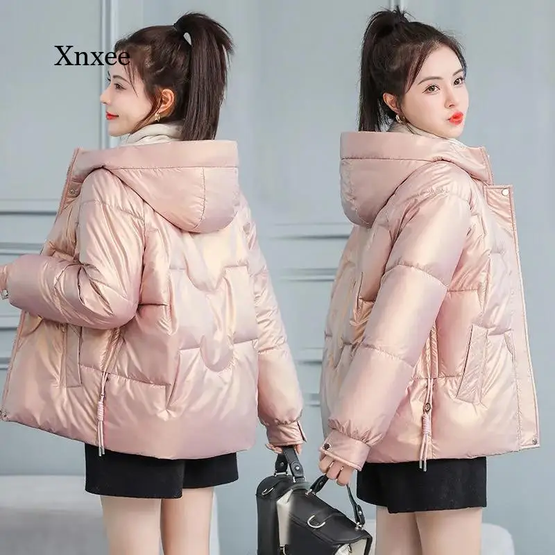 

Winter Women's New Coat Coat Fashion Shiny Hooded Coat Parka Coat Thick Warm Cotton Thick Parka Coat Jacket