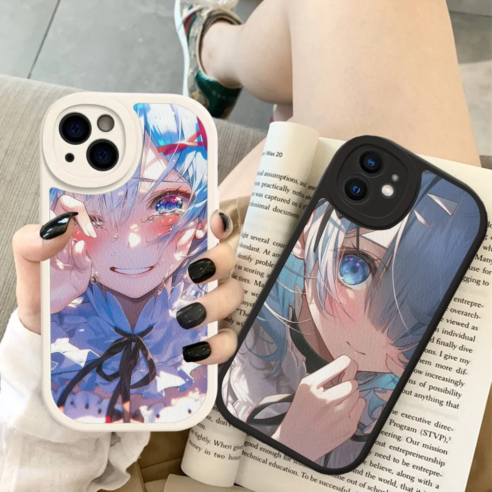 

Rem Japanese Anime Phone Case Hard Leather For IPhone 16 15 14 13 12 Mini 11 14 Pro Max Xs X Xr 7 8 Plus Fundas